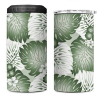 Sage Green Aloha Hawaii 4 in 1 Can Cooler Tumbler Monstera Hibiscus Plumeria Seamless Vibes LT14 One Size: 16 oz Sage Green - Polynesian Pride