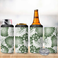 Sage Green Aloha Hawaii 4 in 1 Can Cooler Tumbler Monstera Hibiscus Plumeria Seamless Vibes LT14 - Polynesian Pride