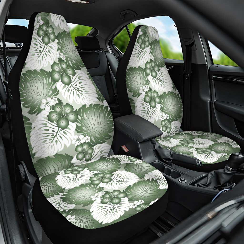 Sage Green Aloha Hawaii Car Seat Cover Monstera Hibiscus Plumeria Seamless Vibes LT14 One Size Sage Green - Polynesian Pride