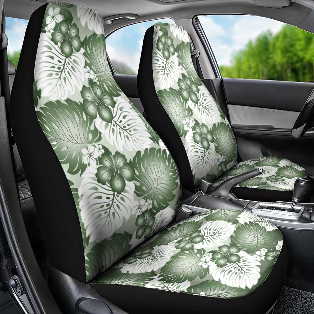 Sage Green Aloha Hawaii Car Seat Cover Monstera Hibiscus Plumeria Seamless Vibes LT14 - Polynesian Pride