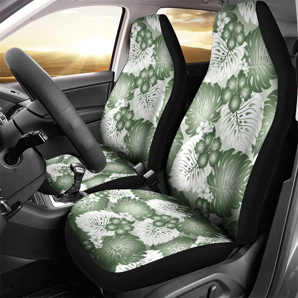 Sage Green Aloha Hawaii Car Seat Cover Monstera Hibiscus Plumeria Seamless Vibes LT14 - Polynesian Pride