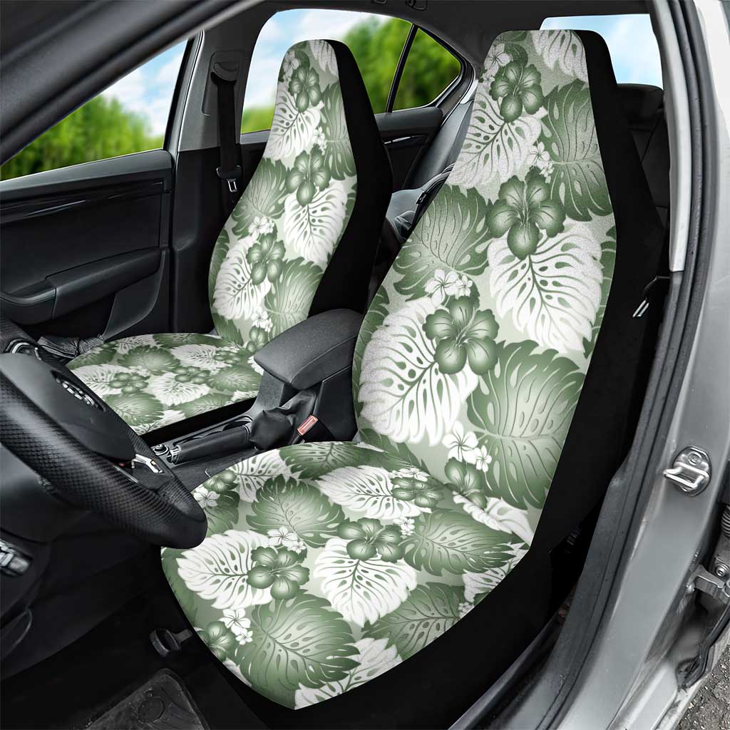 Sage Green Aloha Hawaii Car Seat Cover Monstera Hibiscus Plumeria Seamless Vibes LT14 - Polynesian Pride
