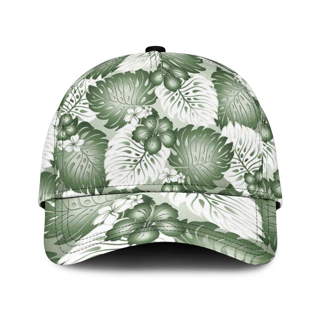 Sage Green Aloha Hawaii Classic Cap Monstera Hibiscus Plumeria Seamless Vibes - Polynesian Pride