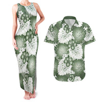 Sage Green Aloha Hawaii Couples Matching Tank Maxi Dress and Hawaiian Shirt Monstera Hibiscus Plumeria Seamless Vibes LT14 Sage Green - Polynesian Pride