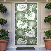 Sage Green Aloha Hawaii Door Cover Monstera Hibiscus Plumeria Seamless Vibes LT14 Sage Green - Polynesian Pride