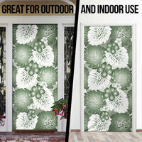 Sage Green Aloha Hawaii Door Cover Monstera Hibiscus Plumeria Seamless Vibes LT14 - Polynesian Pride