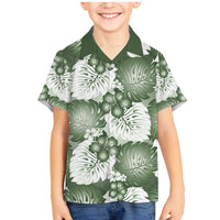 Sage Green Aloha Hawaii Family Matching Mermaid Dress and Hawaiian Shirt Monstera Hibiscus Plumeria Seamless Vibes LT14 Son's Shirt Sage Green - Polynesian Pride