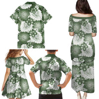 Sage Green Aloha Hawaii Family Matching Puletasi and Hawaiian Shirt Monstera Hibiscus Plumeria Seamless Vibes LT14 - Polynesian Pride