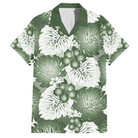 Sage Green Aloha Hawaii Family Matching Summer Maxi Dress and Hawaiian Shirt Monstera Hibiscus Plumeria Seamless Vibes LT14 Dad's Shirt - Short Sleeve Sage Green - Polynesian Pride