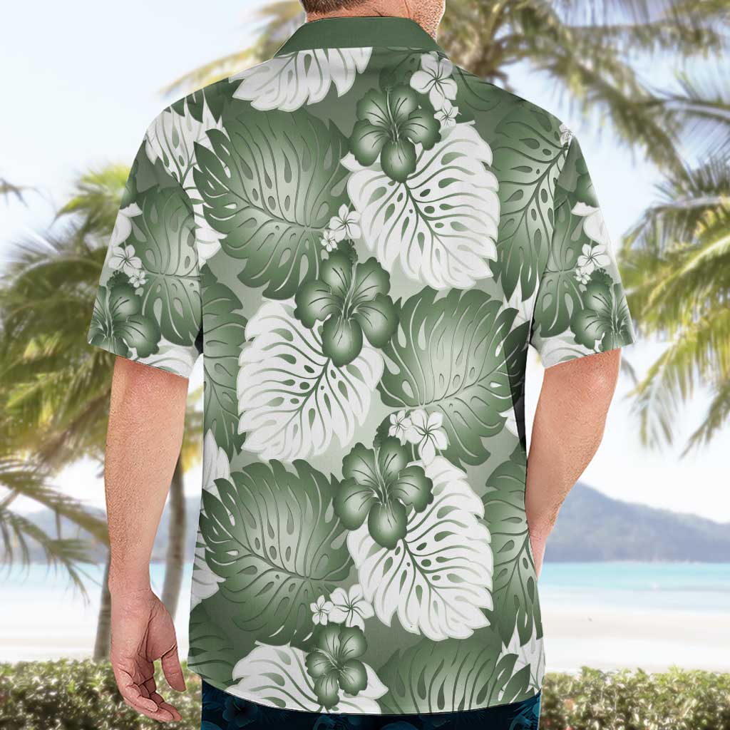 Sage Green Aloha Hawaii Hawaiian Shirt Monstera Hibiscus Plumeria Seamless Vibes LT14 - Polynesian Pride