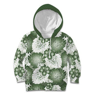 Sage Green Aloha Hawaii Kid Hoodie Monstera Hibiscus Plumeria Seamless Vibes LT14 Hoodie Sage Green - Polynesian Pride