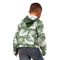 Sage Green Aloha Hawaii Kid Hoodie Monstera Hibiscus Plumeria Seamless Vibes LT14 - Polynesian Pride