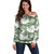 Sage Green Aloha Hawaii Off Shoulder Sweater Monstera Hibiscus Plumeria Seamless Vibes - Polynesian Pride