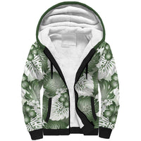 Sage Green Aloha Hawaii Sherpa Hoodie Monstera Hibiscus Plumeria Seamless Vibes LT14 Unisex Sage Green - Polynesian Pride