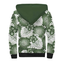 Sage Green Aloha Hawaii Sherpa Hoodie Monstera Hibiscus Plumeria Seamless Vibes LT14 - Polynesian Pride