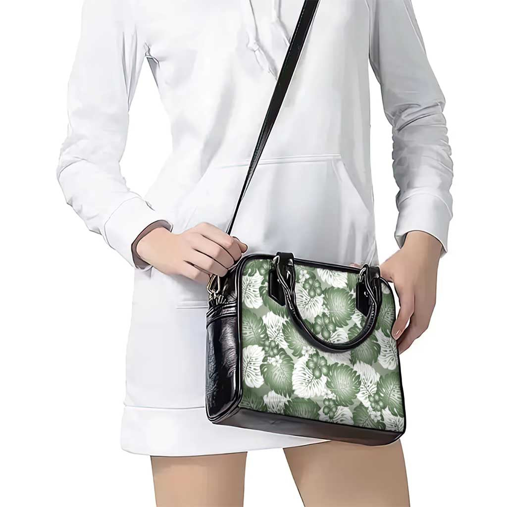 Sage Green Aloha Hawaii Shoulder Handbag Monstera Hibiscus Plumeria Seamless Vibes - Polynesian Pride