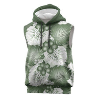 Sage Green Aloha Hawaii Sleeveless Hoodie Monstera Hibiscus Plumeria Seamless Vibes LT14 Sage Green - Polynesian Pride