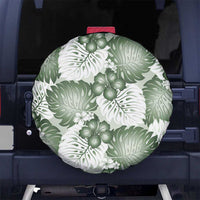 Sage Green Aloha Hawaii Spare Tire Cover Monstera Hibiscus Plumeria Seamless Vibes LT14 No hole Sage Green - Polynesian Pride