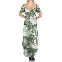 Sage Green Aloha Hawaii Summer Maxi Dress Monstera Hibiscus Plumeria Seamless Vibes LT14 - Polynesian Pride