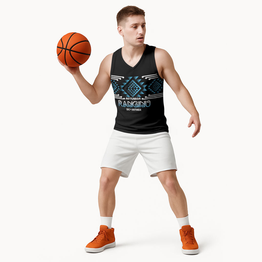 Aotearoa Atua Ranginui Personalised Basketball Jersey Maori Sky Father Taniko Motifs LT14 - Polynesian Pride