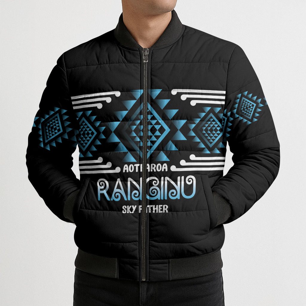 Aotearoa Atua Ranginui Personalised Bomber Puffer Jacket Maori Sky Father Taniko Motifs LT14 - Polynesian Pride