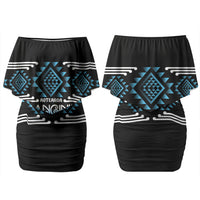Aotearoa Atua Ranginui Personalised Couples Matching Off Shoulder Short Dress and Long Sleeve Button Shirt Maori Sky Father Taniko Motifs LT14 - Polynesian Pride