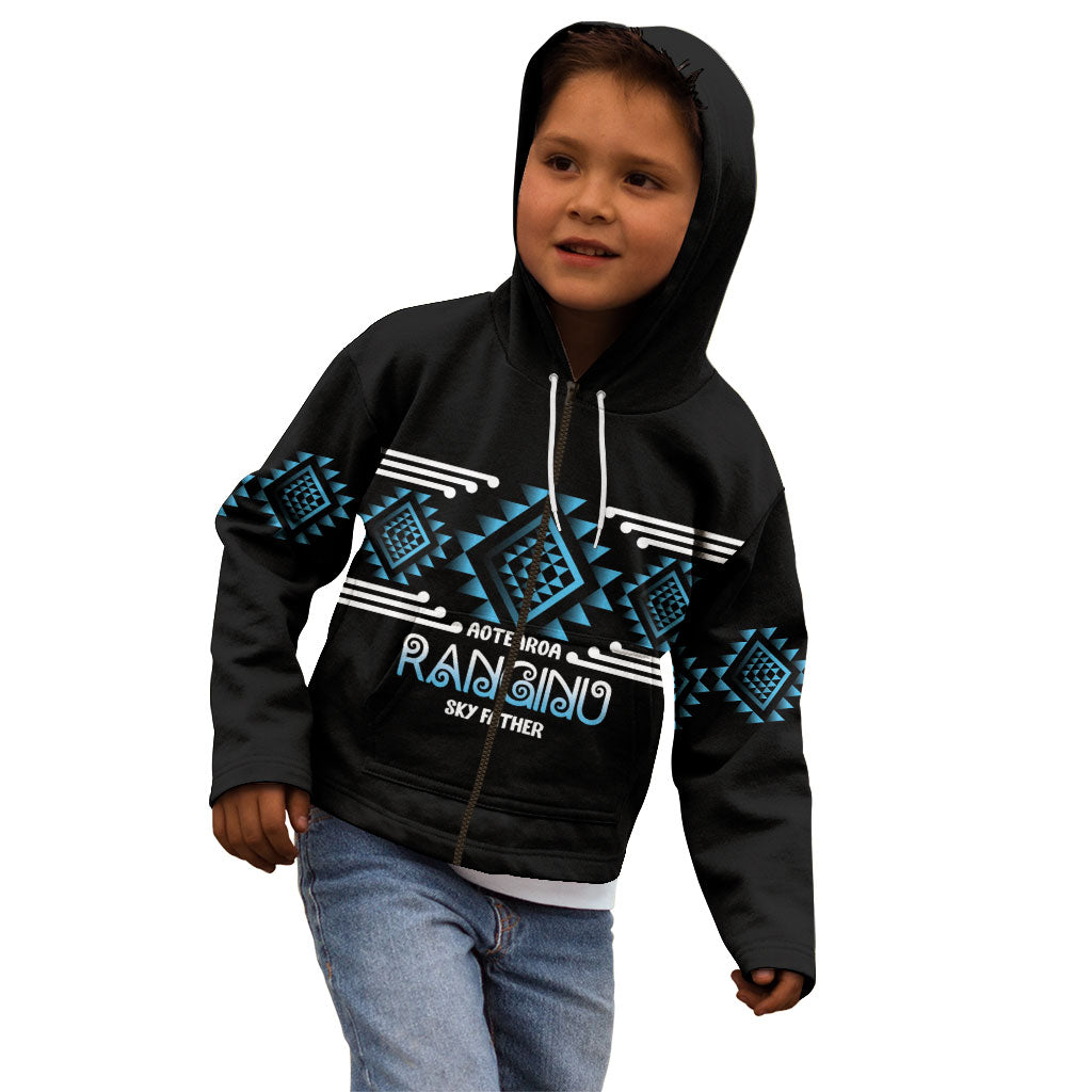 Aotearoa Atua Ranginui Personalised Kid Hoodie Maori Sky Father Taniko Motifs LT14 - Polynesian Pride