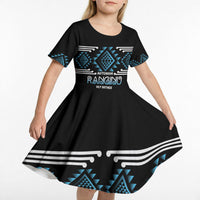 Aotearoa Atua Ranginui Personalised Kid Short Sleeve Dress Maori Sky Father Taniko Motifs LT14 - Polynesian Pride