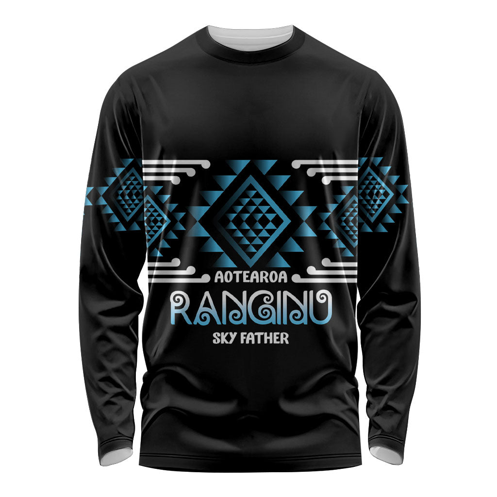 Aotearoa Atua Ranginui Personalised Long Sleeve Shirt Maori Sky Father Taniko Motifs LT14 Unisex Blue - Polynesian Pride