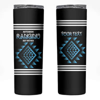 Aotearoa Atua Ranginui Personalised Skinny Tumbler Maori Sky Father Taniko Motifs LT14 Blue - Polynesian Pride