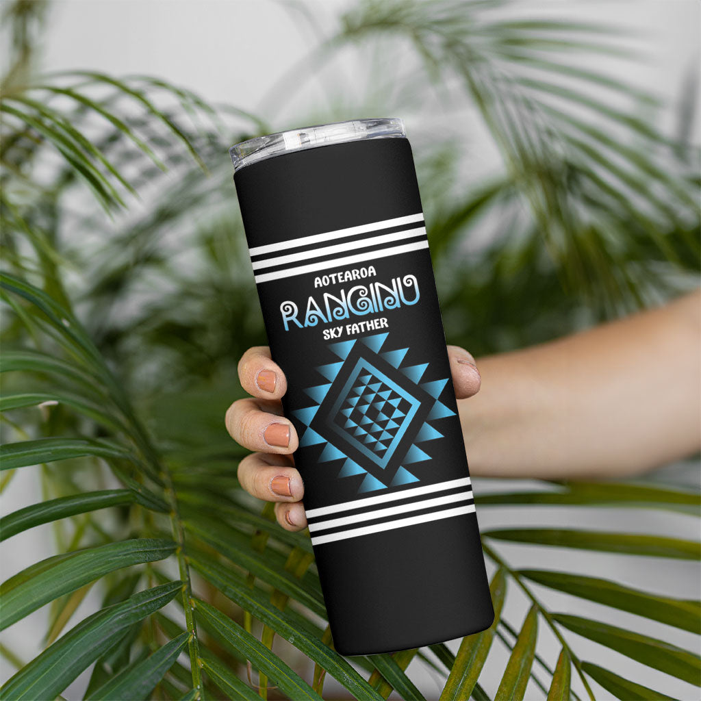 Aotearoa Atua Ranginui Personalised Skinny Tumbler Maori Sky Father Taniko Motifs LT14 - Polynesian Pride