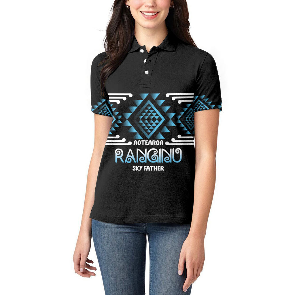 Aotearoa Atua Ranginui Personalised Women Polo Shirt Maori Sky Father Taniko Motifs LT14 - Polynesian Pride