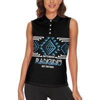 Aotearoa Atua Ranginui Personalised Women Sleeveless Polo Shirt Maori Sky Father Taniko Motifs LT14 - Polynesian Pride