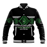 Aotearoa Atua Papatuanuku Personalised Baseball Jacket Maori Earth Mother Taniko Motifs LT14 Unisex Green - Polynesian Pride