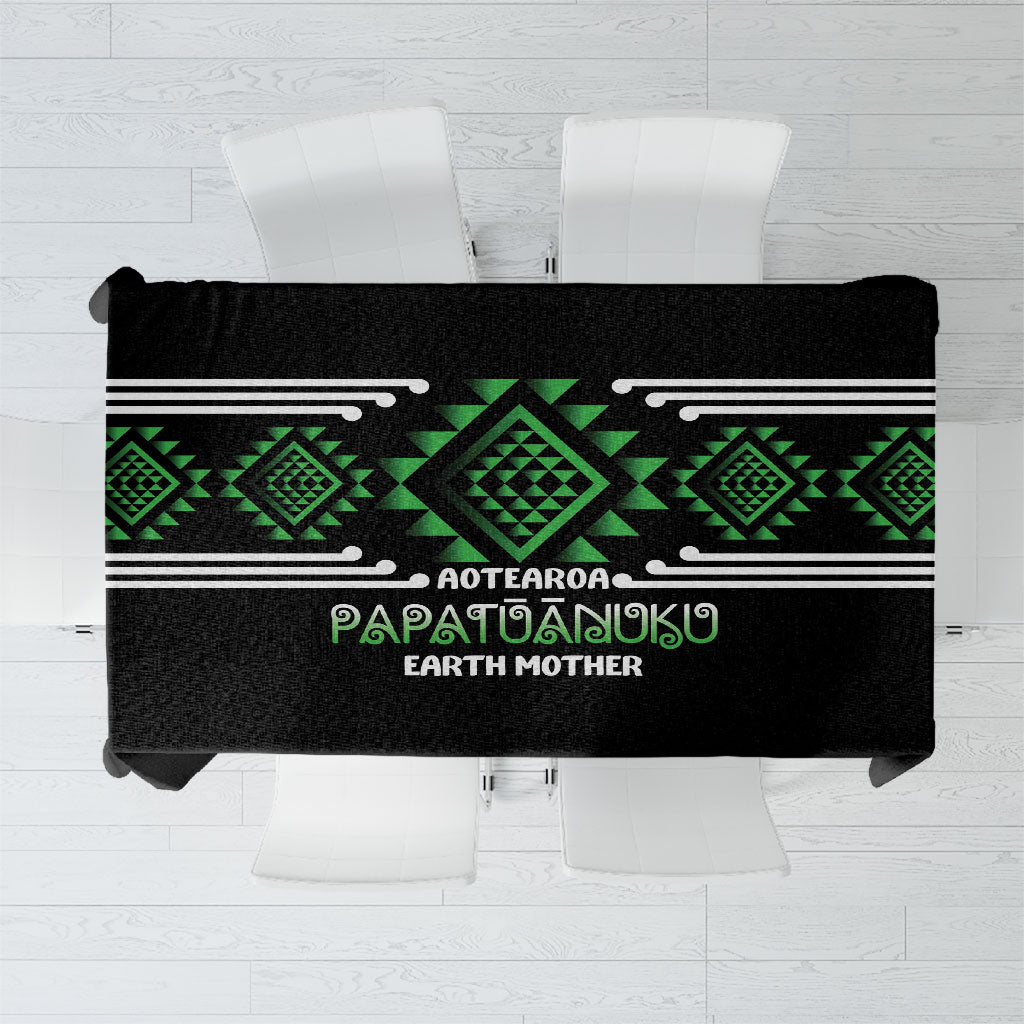 Aotearoa Atua Papatuanuku Tablecloth Maori Earth Mother Taniko Motifs LT14 Green - Polynesian Pride
