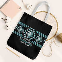 Aotearoa Atua Tangaroa Tote Bag Maori God Of The Sea Taniko Motifs LT14 White Strap One Size Turquoise - Polynesian Pride