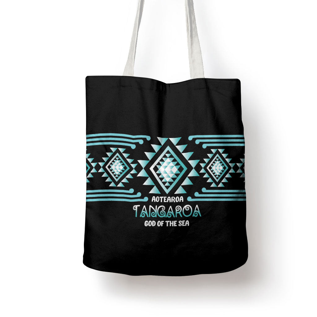 Aotearoa Atua Tangaroa Tote Bag Maori God Of The Sea Taniko Motifs LT14 - Polynesian Pride