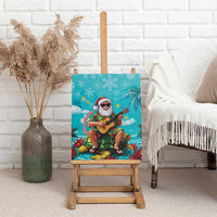 Hawaii Christmas Canvas Wall Art Mele Kalikimaka Poinsettia Lei - Cyan LT14 - Polynesian Pride