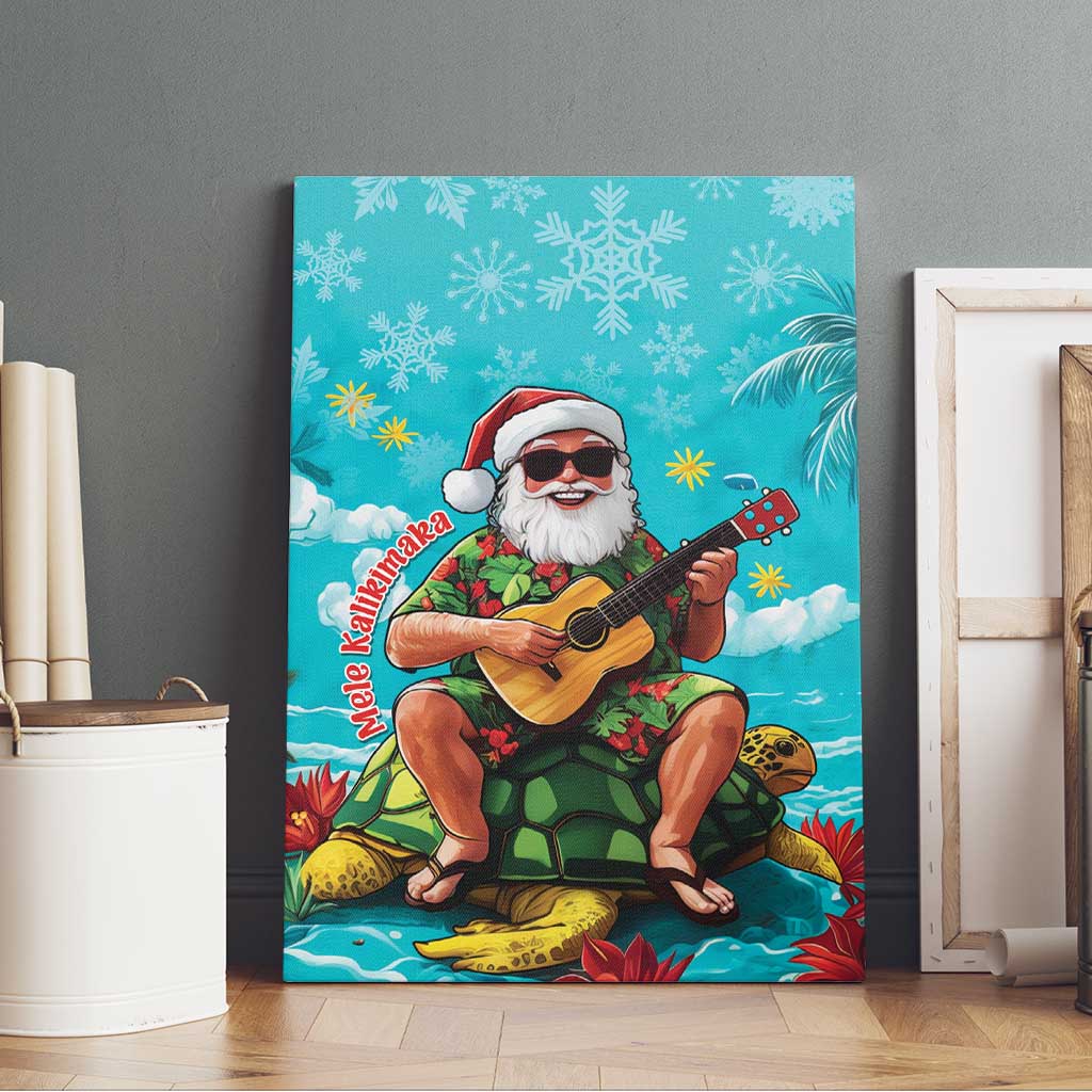 Hawaii Christmas Canvas Wall Art Mele Kalikimaka Poinsettia Lei - Cyan LT14 - Polynesian Pride