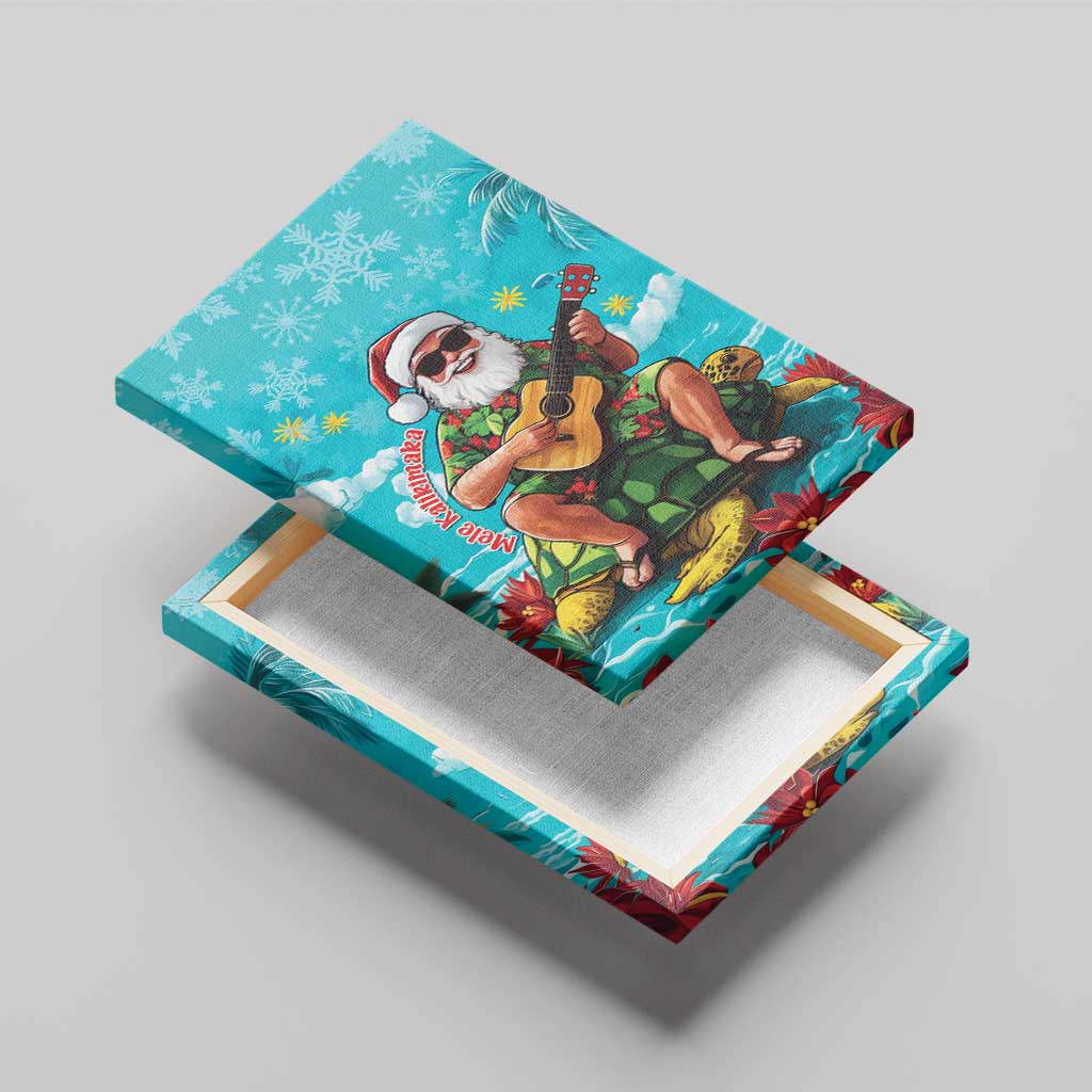 Hawaii Christmas Canvas Wall Art Mele Kalikimaka Poinsettia Lei - Cyan LT14 - Polynesian Pride