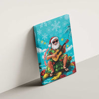 Hawaii Christmas Canvas Wall Art Mele Kalikimaka Poinsettia Lei - Cyan LT14 - Polynesian Pride