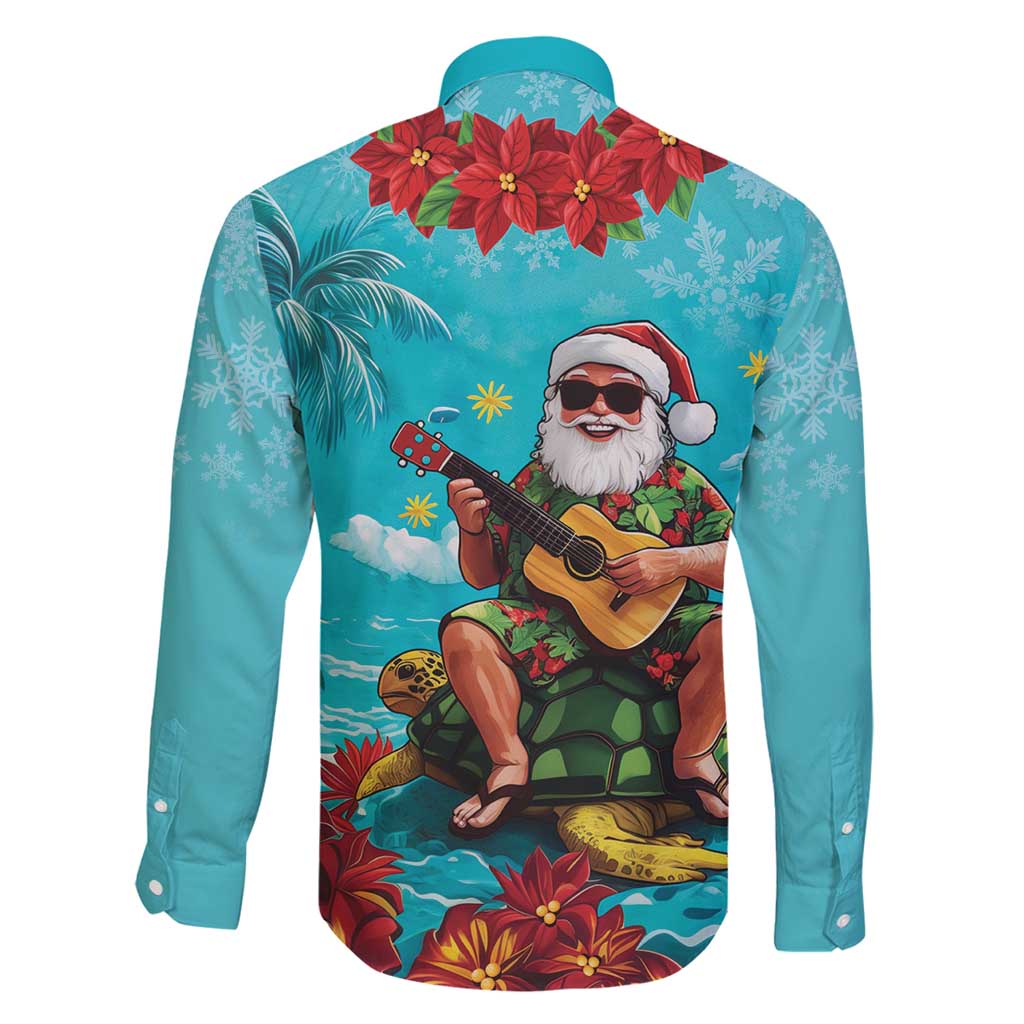 Hawaii Christmas Family Matching Puletasi and Hawaiian Shirt Mele Kalikimaka Poinsettia Lei - Cyan LT14 - Polynesian Pride