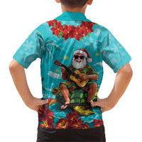 Hawaii Christmas Hawaiian Shirt Mele Kalikimaka Poinsettia Lei - Cyan LT14 - Polynesian Pride
