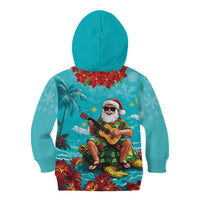 Hawaii Christmas Kid Hoodie Mele Kalikimaka Poinsettia Lei - Cyan LT14 - Polynesian Pride