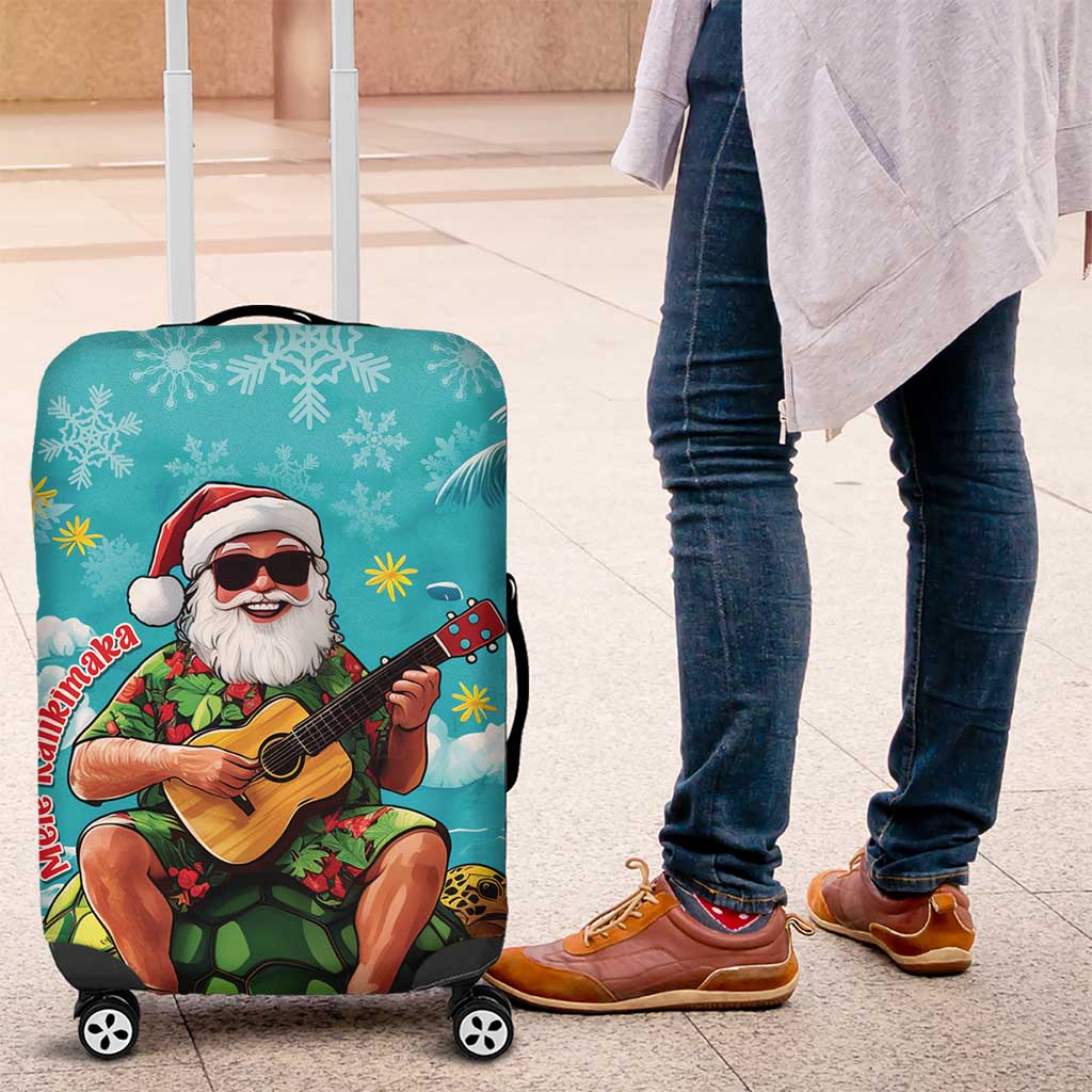 Hawaii Christmas Luggage Cover Mele Kalikimaka Poinsettia Lei - Cyan LT14 Cyan - Polynesian Pride