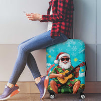 Hawaii Christmas Luggage Cover Mele Kalikimaka Poinsettia Lei - Cyan LT14 - Polynesian Pride