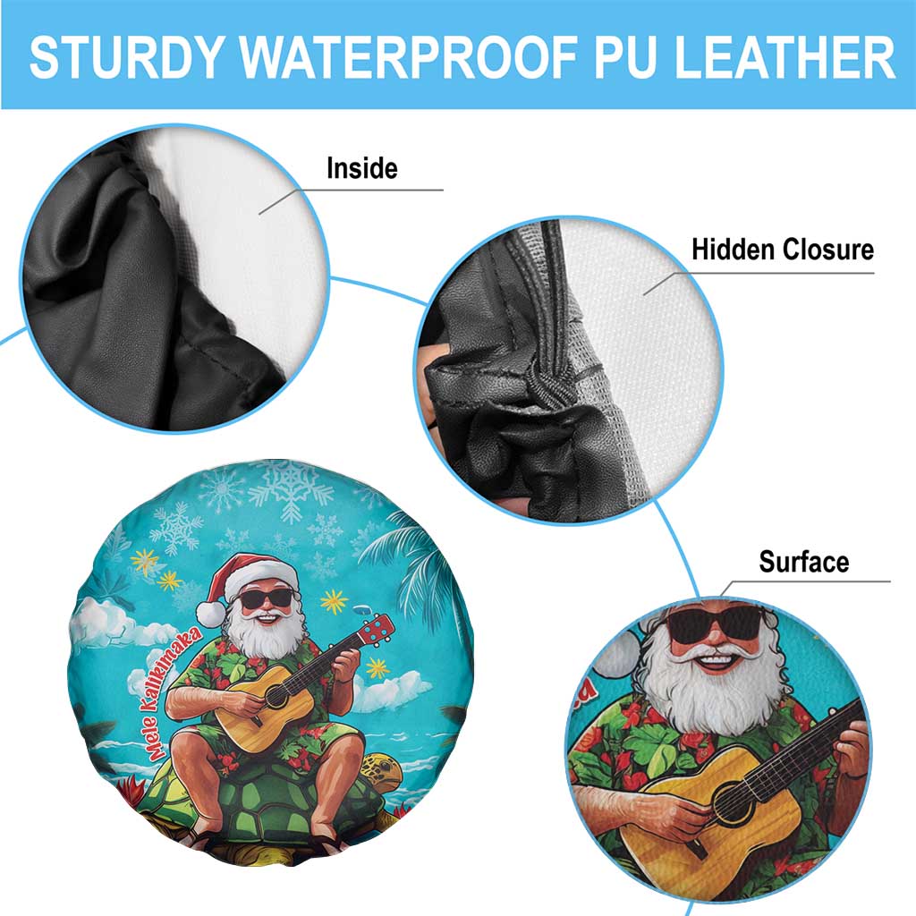 Hawaii Christmas Spare Tire Cover Mele Kalikimaka Poinsettia Lei - Cyan LT14 - Polynesian Pride