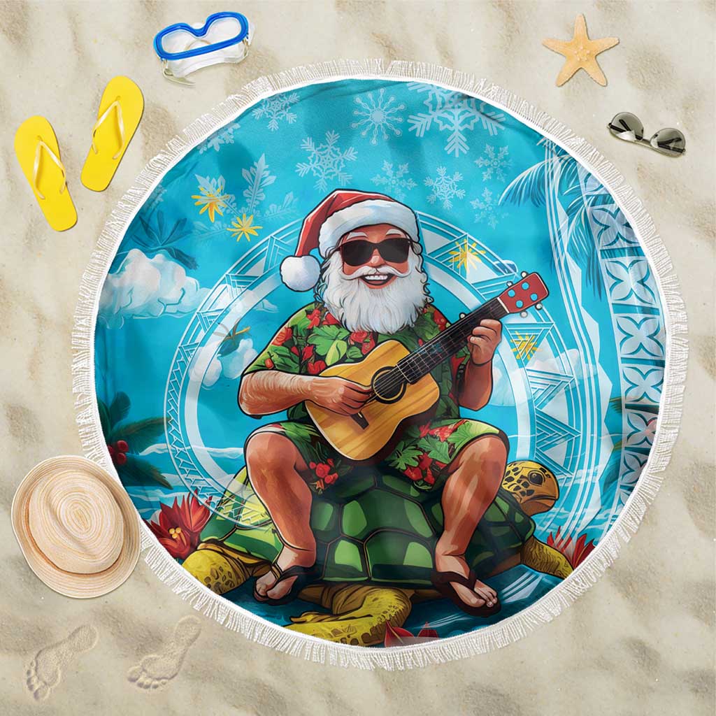 Hawaii Christmas Beach Blanket Mele Kalikimaka Poinsettia Lei Polynesian - Blue LT14 One Size 150cm Blue - Polynesian Pride