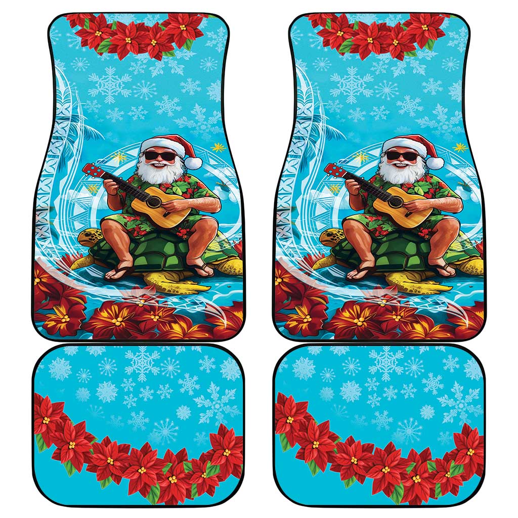 Hawaii Christmas Car Mats Mele Kalikimaka Poinsettia Lei Polynesian - Blue LT14 - Polynesian Pride