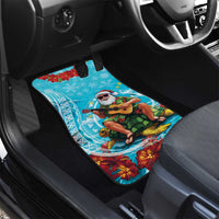 Hawaii Christmas Car Mats Mele Kalikimaka Poinsettia Lei Polynesian - Blue LT14 - Polynesian Pride